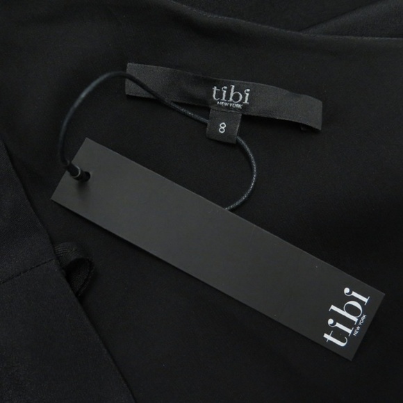 Tibi Dress Black One Shoulder Ruffle Hem - Picture 5 of 5